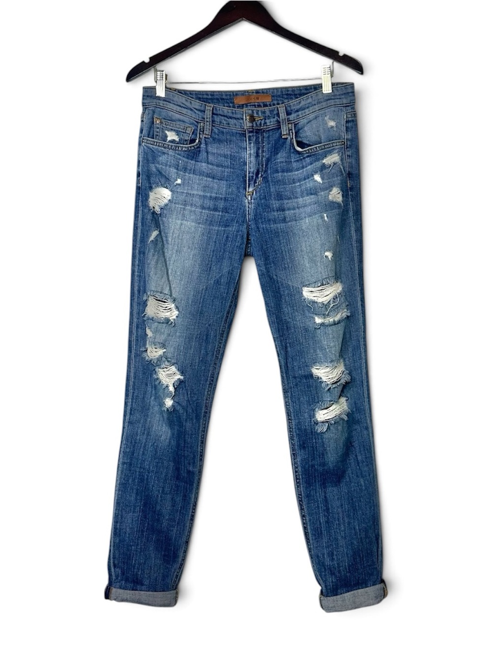 Joe’s Jeans Loose Boyfriend Straight Leg Distressed Mid Rise Jeans Size 28